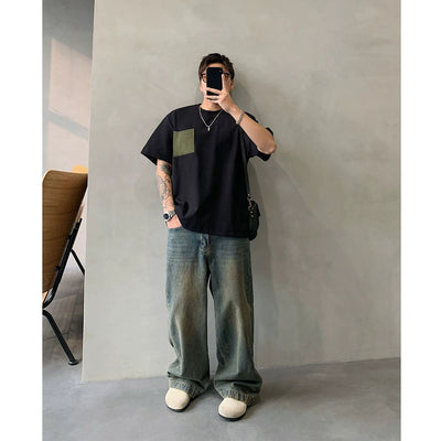 Hu Corduroy Pocket T-Shirt-korean-fashion-T-Shirt-Hu's Closet-OH Garments