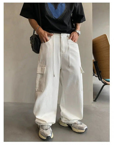 Hu Drawcord Loose Cargo Pants-korean-fashion-Pants-Hu's Closet-OH Garments