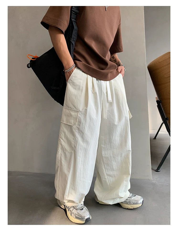 Hu Drawstring Cargo Track Pants-korean-fashion-Pants-Hu's Closet-OH Garments