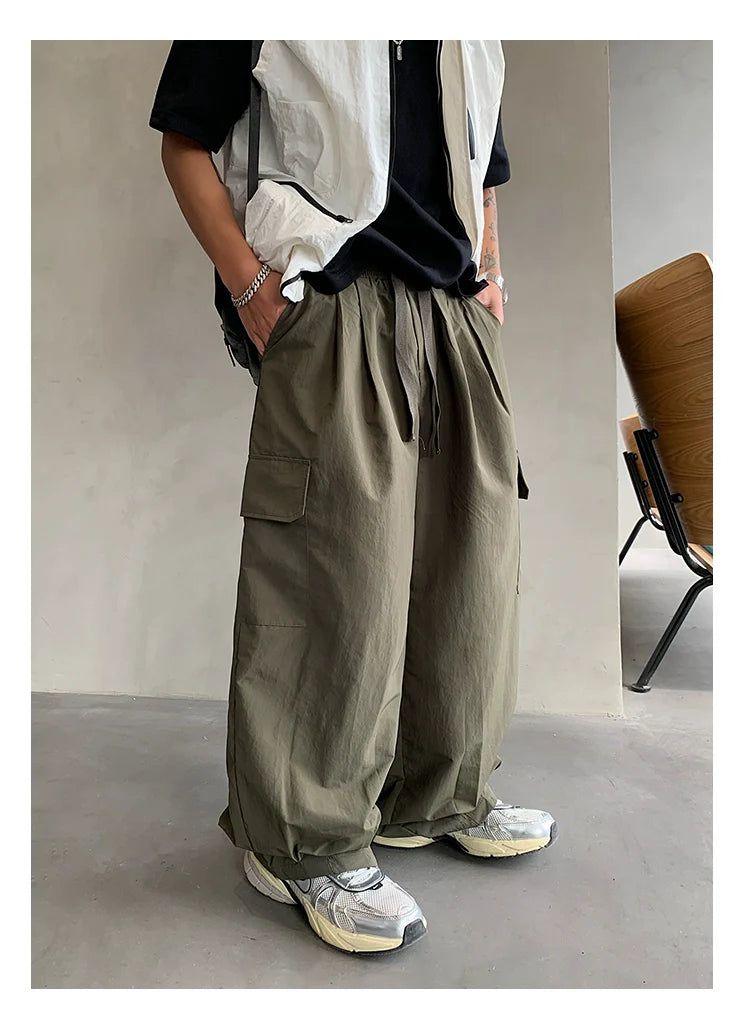 Hu Drawstring Cargo Track Pants-korean-fashion-Pants-Hu's Closet-OH Garments
