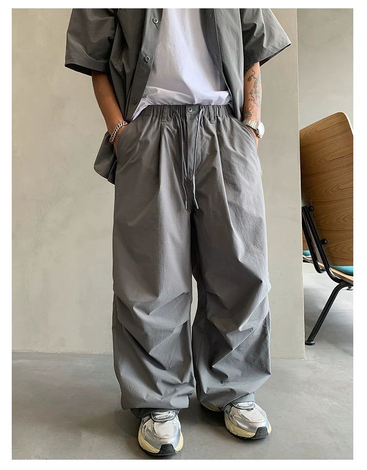 Hu Drawstring Loose Track Pants-korean-fashion-Pants-Hu's Closet-OH Garments