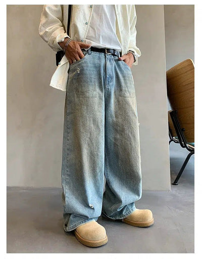 Hu Faded Oversized Distressed Jeans-korean-fashion-Jeans-Hu's Closet-OH Garments