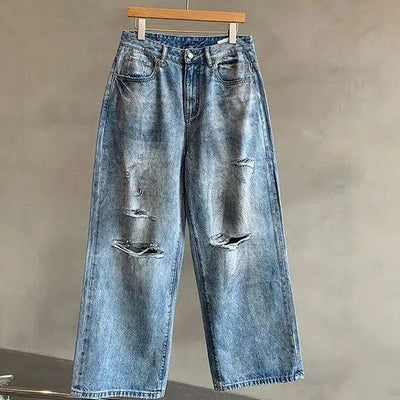 Hu Faded Ring Detail Ripped Jeans-korean-fashion-Jeans-Hu's Closet-OH Garments
