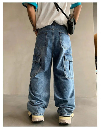 Hu Multi-Pocket Cargo Jeans-korean-fashion-Jeans-Hu's Closet-OH Garments