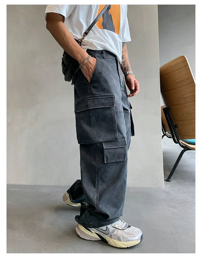 Hu Multi-Pocket Cargo Pants-korean-fashion-Pants-Hu's Closet-OH Garments