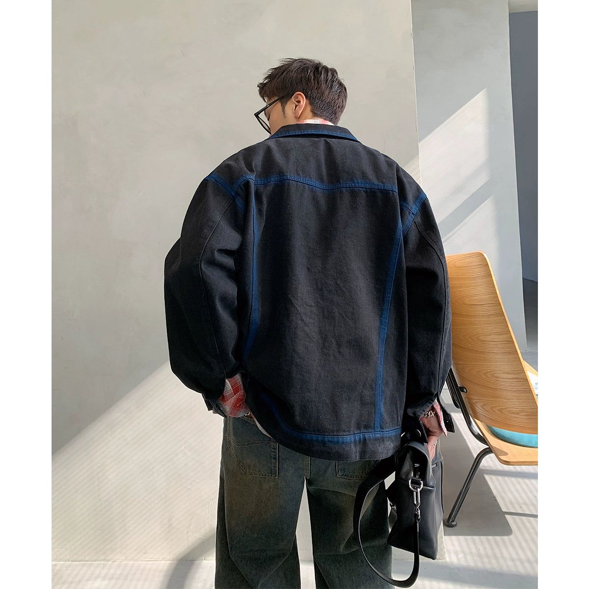 Hu Painted Lines Denim Jacket-korean-fashion-Jacket-Hu's Closet-OH Garments