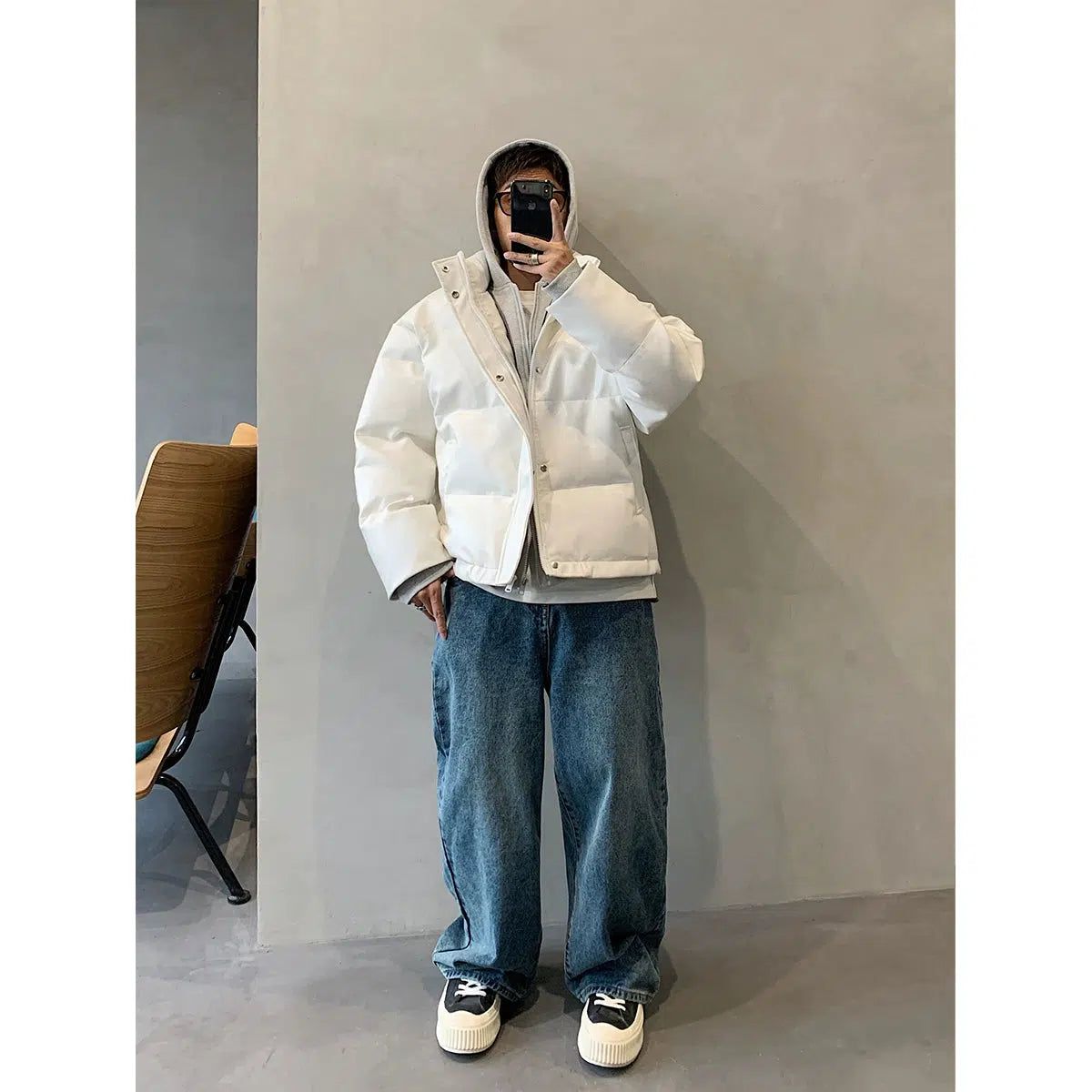 Hu Quilted PU Leather Puffer Jacket-korean-fashion-Jacket-Hu's Closet-OH Garments
