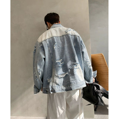 Hu Scattered Distressed Denim Jacket-korean-fashion-Jacket-Hu's Closet-OH Garments
