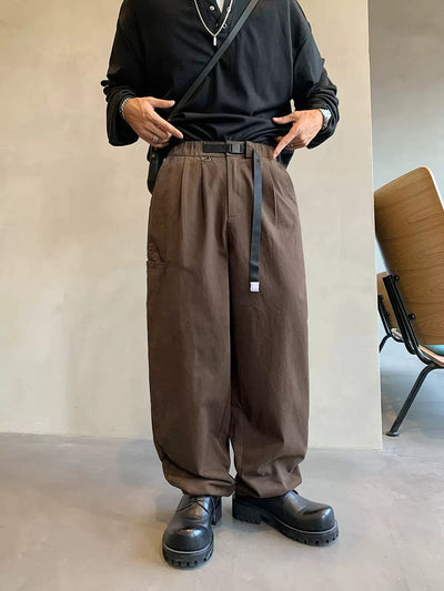 Hu Slant Pocket Belt Strap Pants-korean-fashion-Pants-Hu's Closet-OH Garments