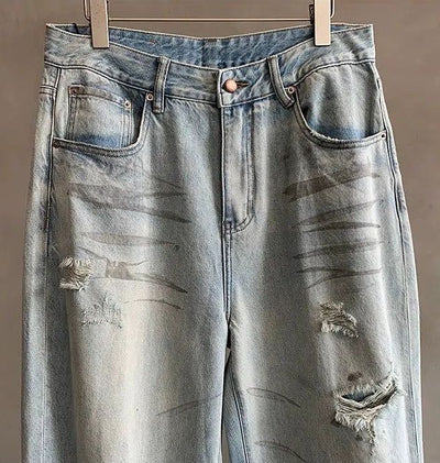 Hu Tie-Dyed Whiskers Ripped Jeans-korean-fashion-Jeans-Hu's Closet-OH Garments
