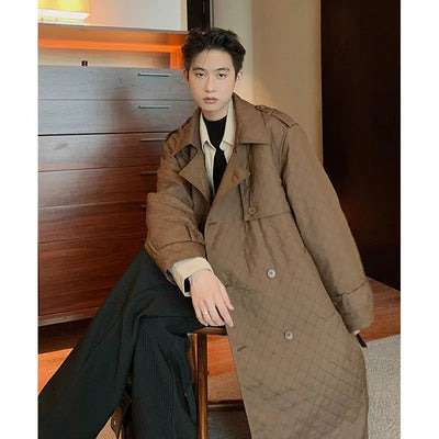 Hua Argyle Pattern Classic Long Coat-korean-fashion-Long Coat-Hua's Closet-OH Garments