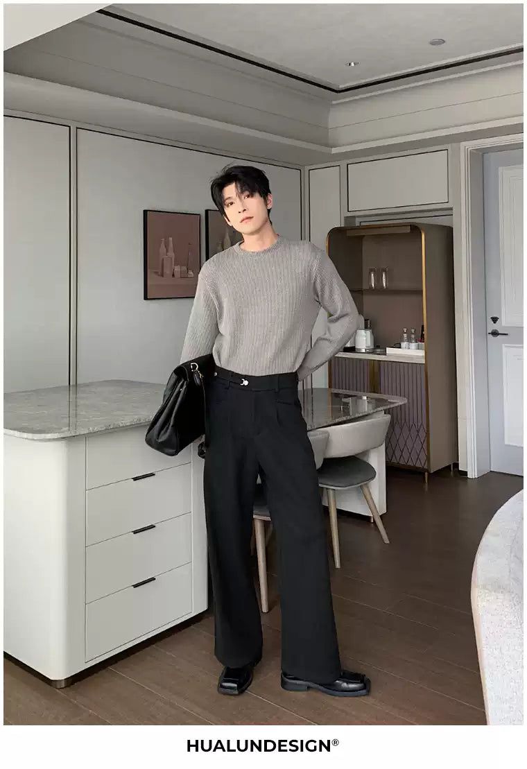 Hua Basic Straight Bootcut Trousers-korean-fashion-Trousers-Hua's Closet-OH Garments