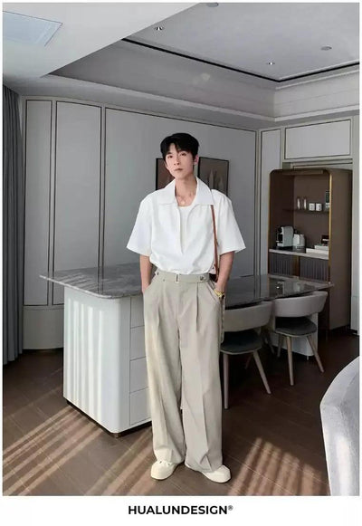Hua Belt Buckled Pleated Trousers-korean-fashion-Trousers-Hua's Closet-OH Garments