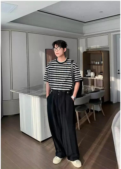 Hua Belt Buckled Pleated Trousers-korean-fashion-Trousers-Hua's Closet-OH Garments