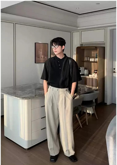 Hua Belt Buckled Pleated Trousers-korean-fashion-Trousers-Hua's Closet-OH Garments