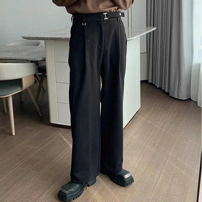 Hua Belt Strap Classic Bootcut Pants-korean-fashion-Pants-Hua's Closet-OH Garments