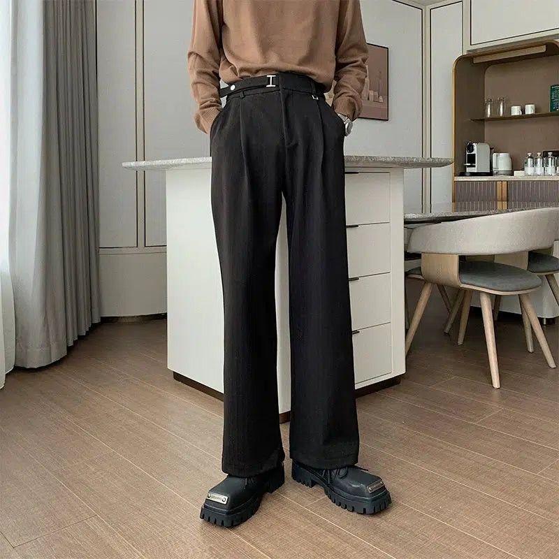 Hua Belt Strap Classic Bootcut Pants-korean-fashion-Pants-Hua's Closet-OH Garments