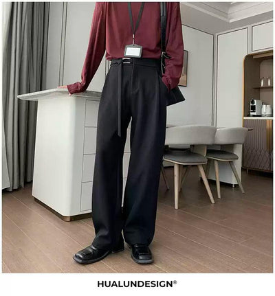 Hua Belt Strapped Straight Trousers-korean-fashion-Trousers-Hua's Closet-OH Garments