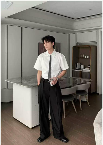 Hua Belted Pleats Clean Fit Trousers-korean-fashion-Trousers-Hua's Closet-OH Garments