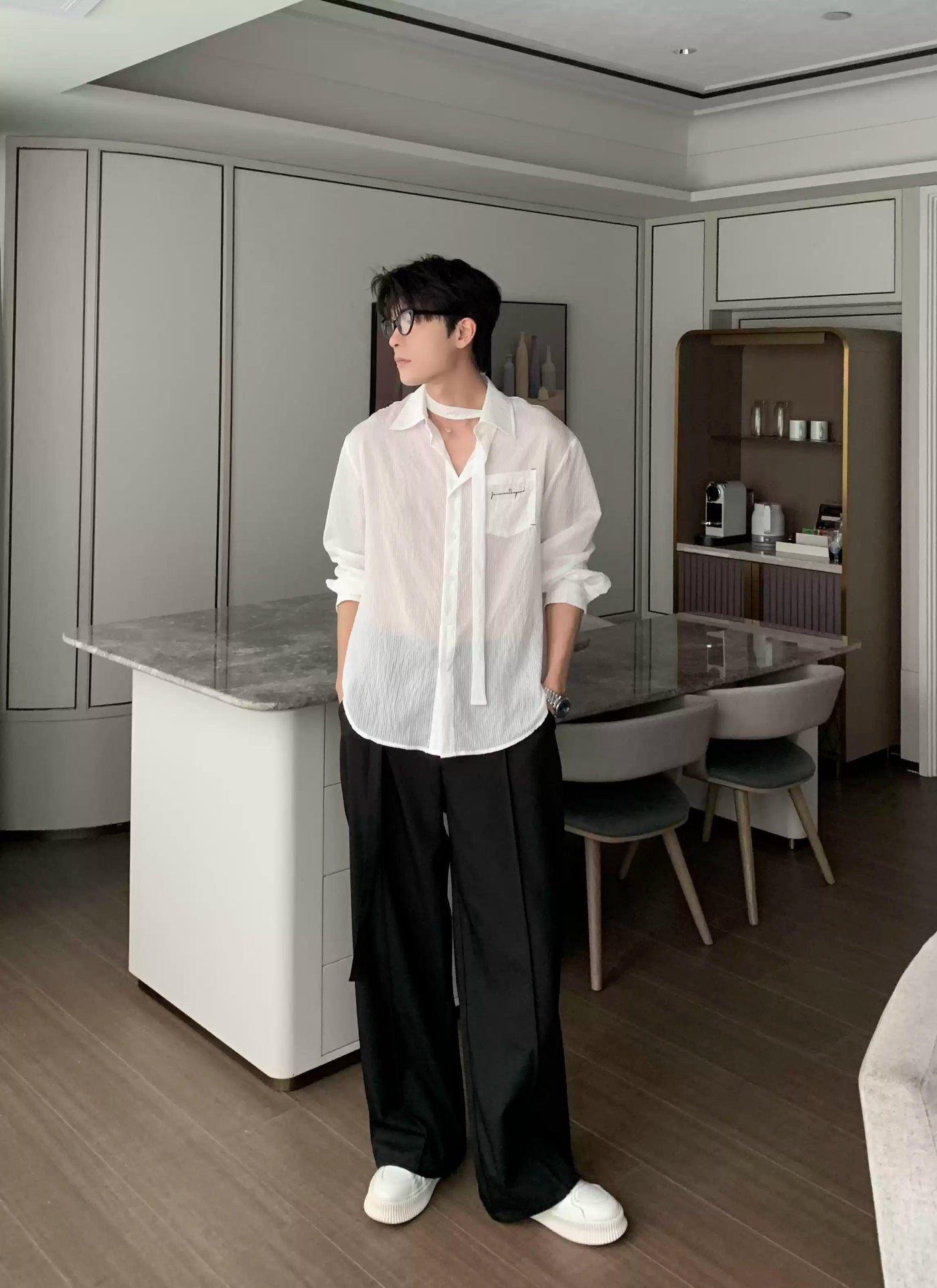 Hua Belted Pleats Clean Fit Trousers-korean-fashion-Trousers-Hua's Closet-OH Garments