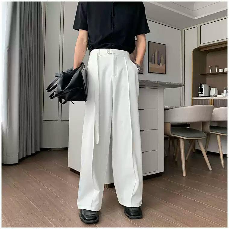 Hua Belted Pleats Clean Fit Trousers-korean-fashion-Trousers-Hua's Closet-OH Garments