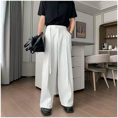 Hua Belted Pleats Clean Fit Trousers-korean-fashion-Trousers-Hua's Closet-OH Garments