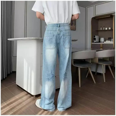 Hua Bleach Washed Ripped Knee Jeans-korean-fashion-Jeans-Hua's Closet-OH Garments