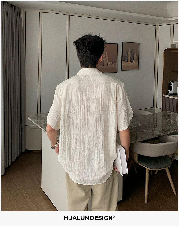 Hua Breast Pocket Summer Shirt-korean-fashion-Shirt-Hua's Closet-OH Garments