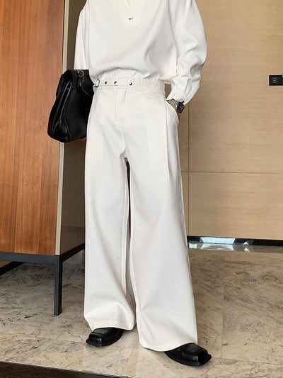 Hua Buckle Strap Straight Trousers-korean-fashion-Trousers-Hua's Closet-OH Garments