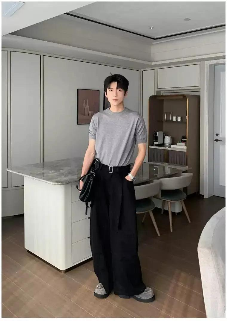Hua Buckled Strap Wide Leg Pants-korean-fashion-Pants-Hua's Closet-OH Garments