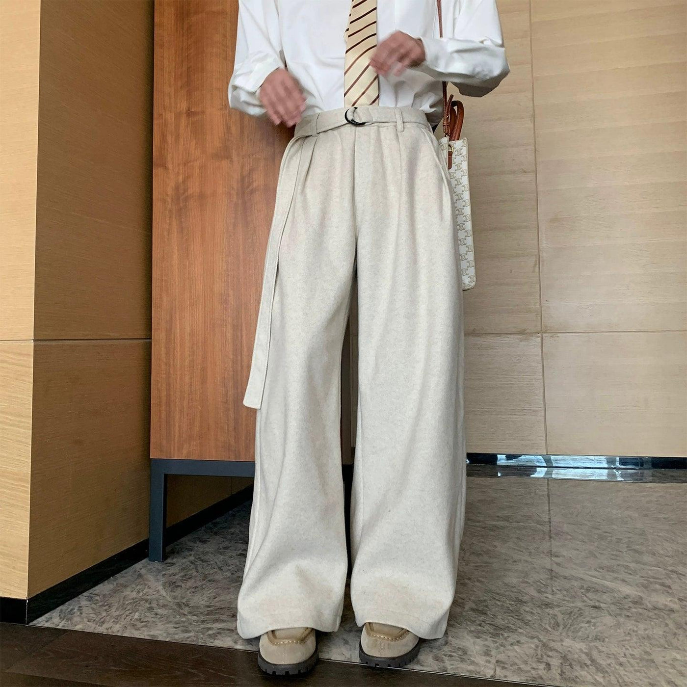 Hua Buckled Strap Wide Leg Trousers-korean-fashion-Trousers-Hua's Closet-OH Garments