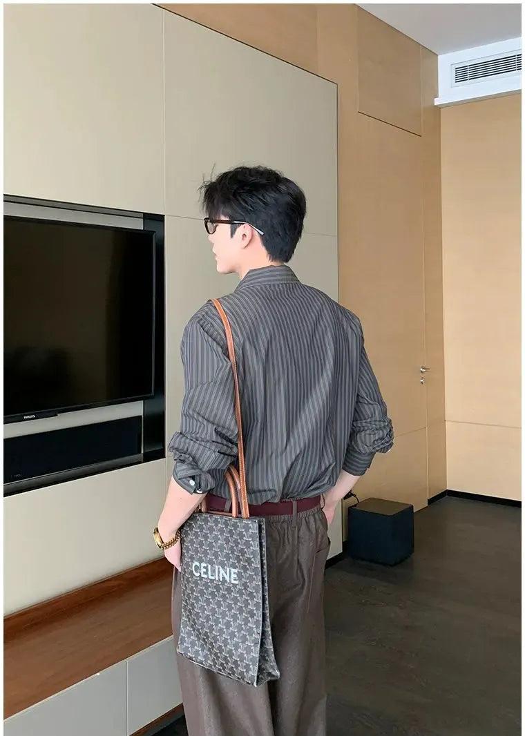Hua Business Casual Striped Shirt-korean-fashion-Shirt-Hua's Closet-OH Garments