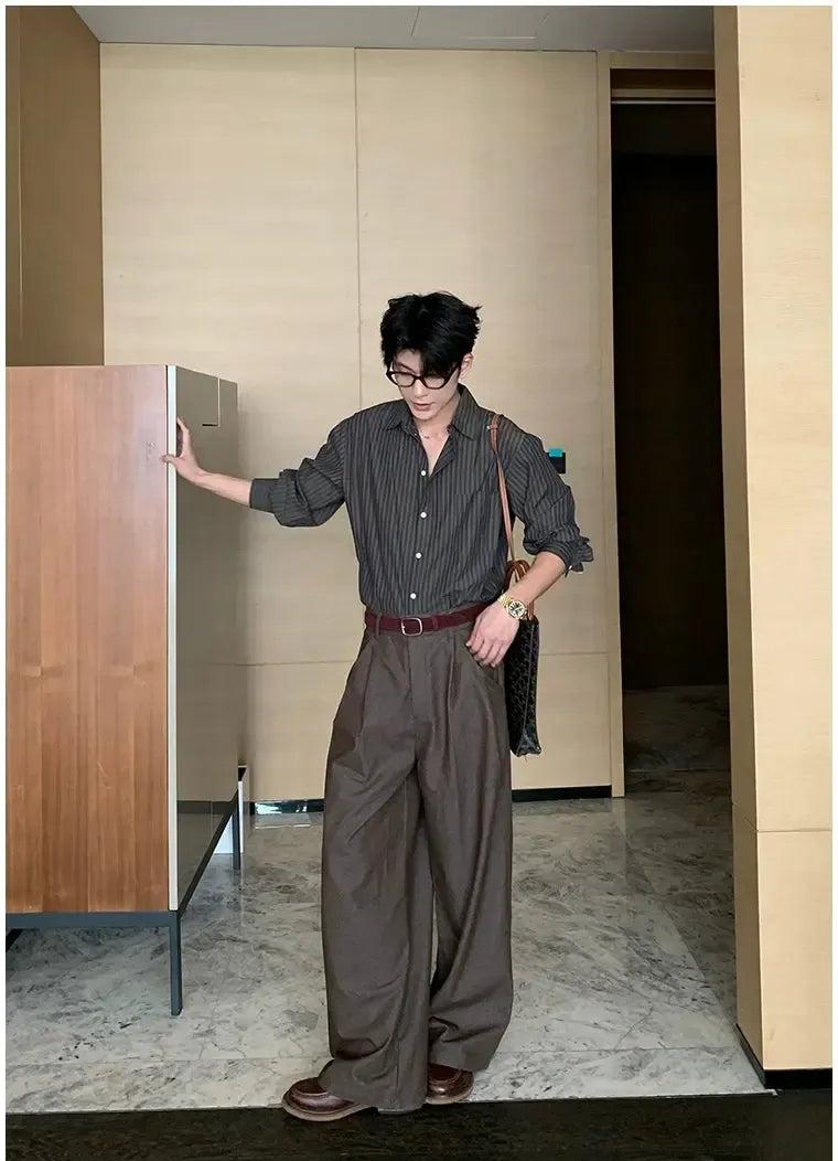 Hua Business Casual Striped Shirt-korean-fashion-Shirt-Hua's Closet-OH Garments
