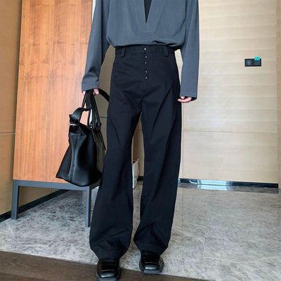 Hua Button-Down Straight Leg Trousers-korean-fashion-Trousers-Hua's Closet-OH Garments