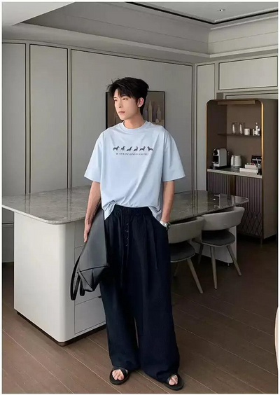 Hua Button-Down Textured Wide Pants-korean-fashion-Pants-Hua's Closet-OH Garments