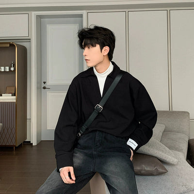 Hua Casual Clean Fit V-Neck Polo-korean-fashion-Polo-Hua's Closet-OH Garments