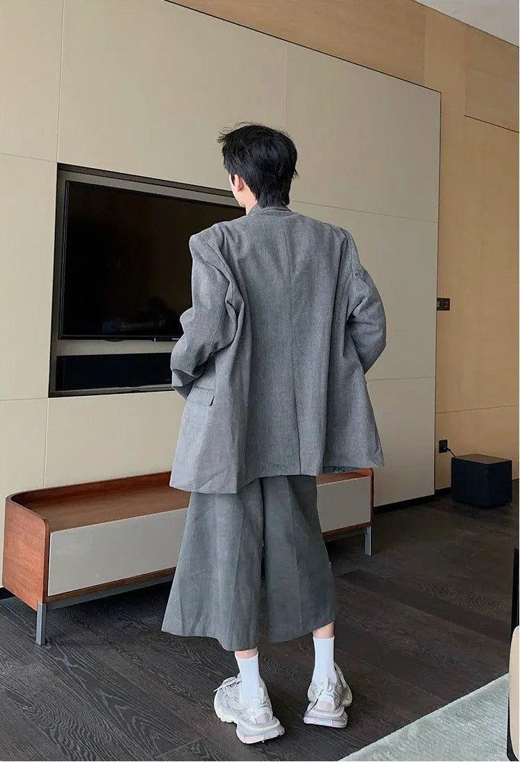 Hua Casual Lapel Blazer & Long Shorts Set-korean-fashion-Clothing Set-Hua's Closet-OH Garments