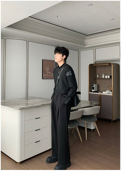 Hua Casual Partial Contrast Mockneck-korean-fashion-Turtleneck-Hua's Closet-OH Garments