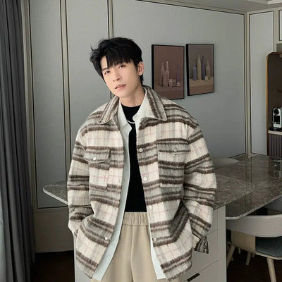Hua Casual Plaid Woolen Jacket-korean-fashion-Jacket-Hua's Closet-OH Garments