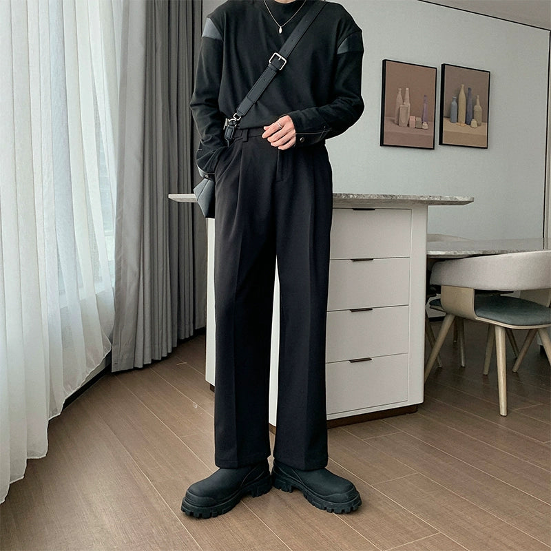 Hua Casual Seam Pleats Trousers-korean-fashion-Pants-Hua's Closet-OH Garments
