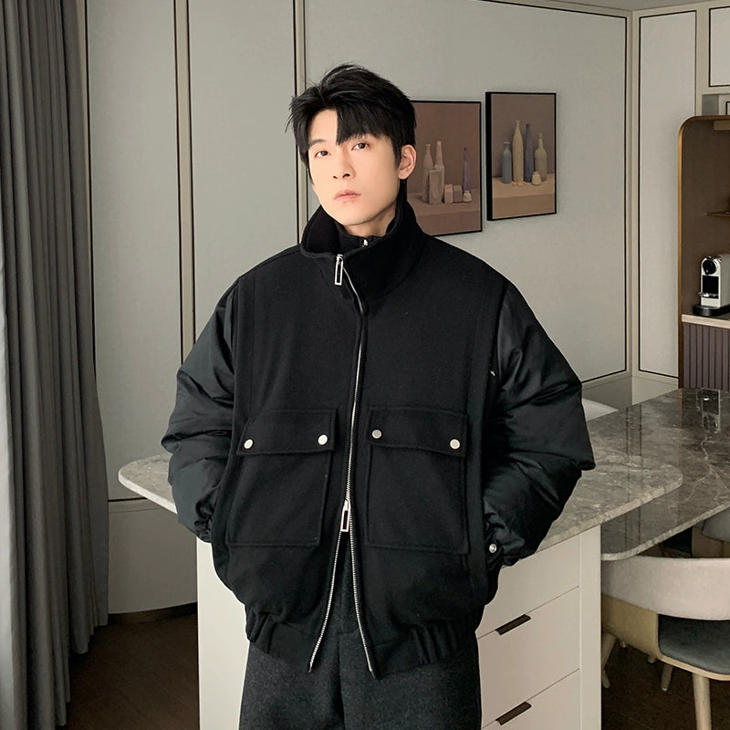Hua Chic Flap Pocket Puffer Jacket-korean-fashion-Jacket-Hua's Closet-OH Garments