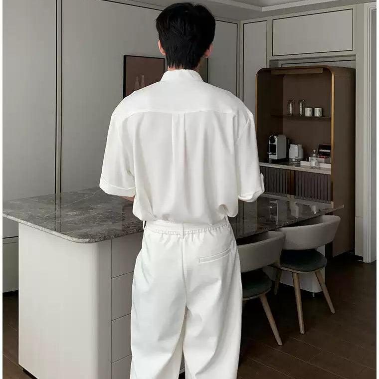 Hua Chic Pleated V-Neck Shirt-korean-fashion-Shirt-Hua's Closet-OH Garments