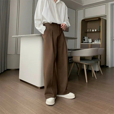 Hua Chic Roomy Fit Pleated Trousers-korean-fashion-Pants-Hua's Closet-OH Garments
