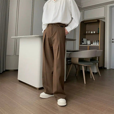 Hua Chic Roomy Fit Pleated Trousers-korean-fashion-Pants-Hua's Closet-OH Garments