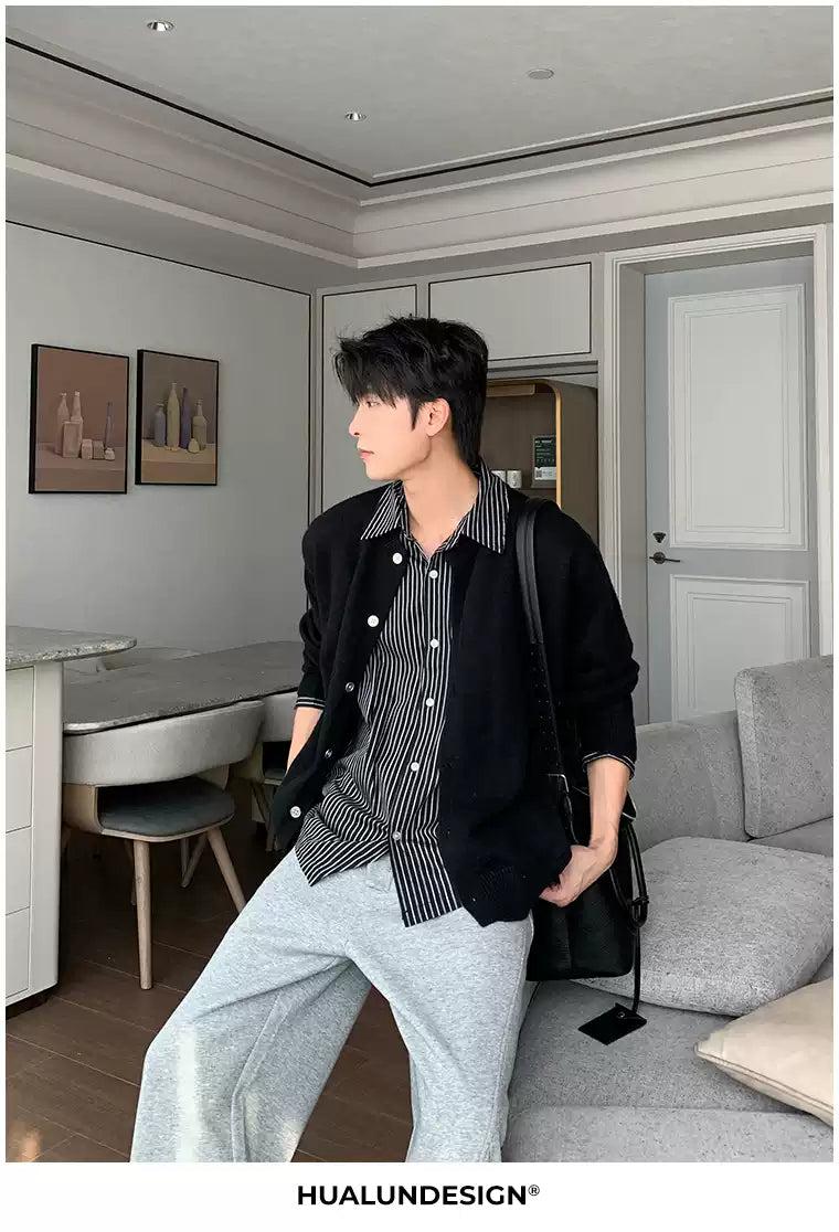 Hua Classic Round Neck Knit Cardigan-korean-fashion-Cardigan-Hua's Closet-OH Garments