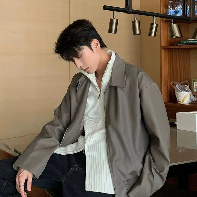 Hua Classic Ruched Hem Zipped Jacket-korean-fashion-Jacket-Hua's Closet-OH Garments
