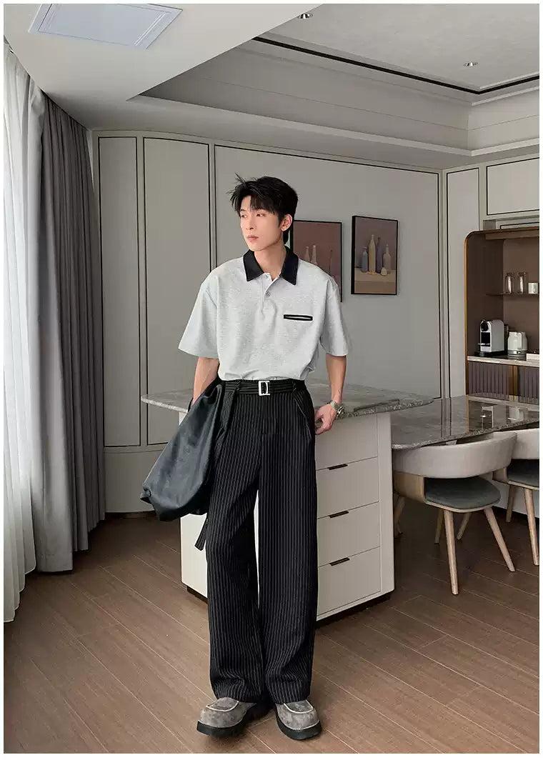 Hua Clean Fit Contrast Collar Polo-korean-fashion-Polo-Hua's Closet-OH Garments