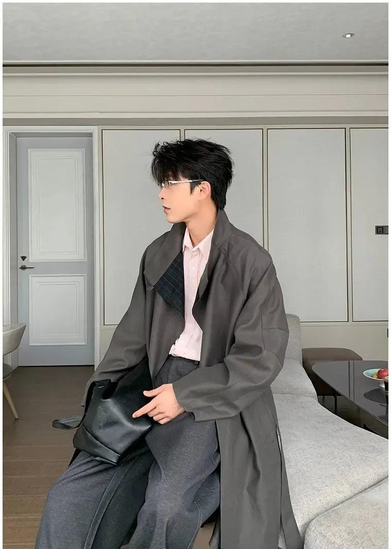 Hua Clean Fit Plain Long Coat-korean-fashion-Long Coat-Hua's Closet-OH Garments