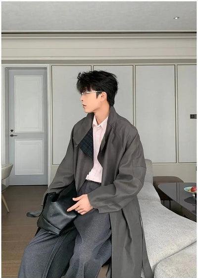 Hua Clean Fit Plain Long Coat-korean-fashion-Long Coat-Hua's Closet-OH Garments
