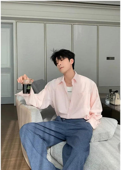 Hua Clean Fit Striped Shirt-korean-fashion-Shirt-Hua's Closet-OH Garments